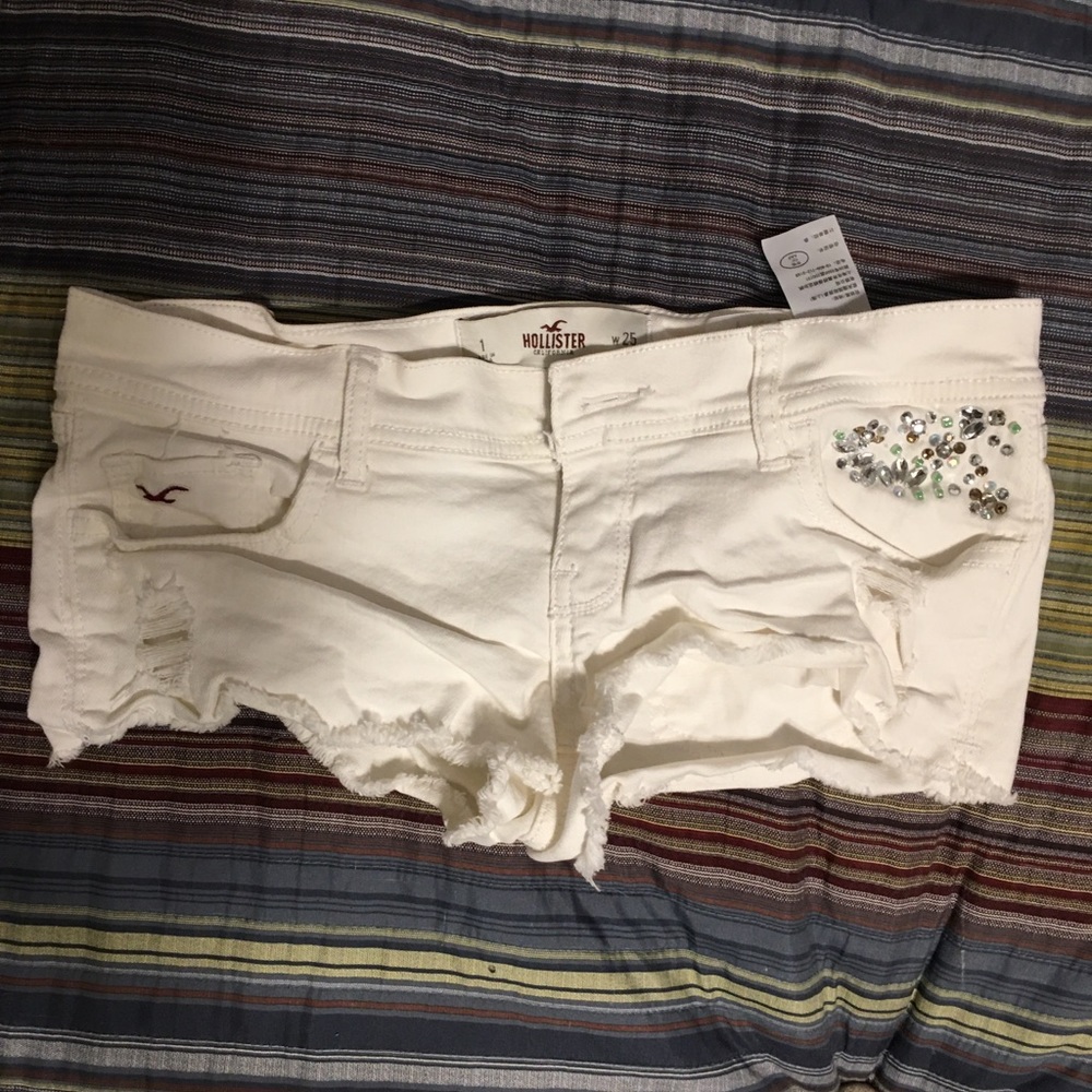 Hollister white jean shorts